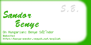 sandor benye business card